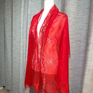 NWOT Floral Red Lace Shawl/ Wrap (One Size Fits All)